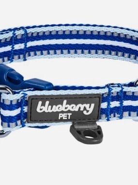 Blue & White Woven Dog Collar - Blue